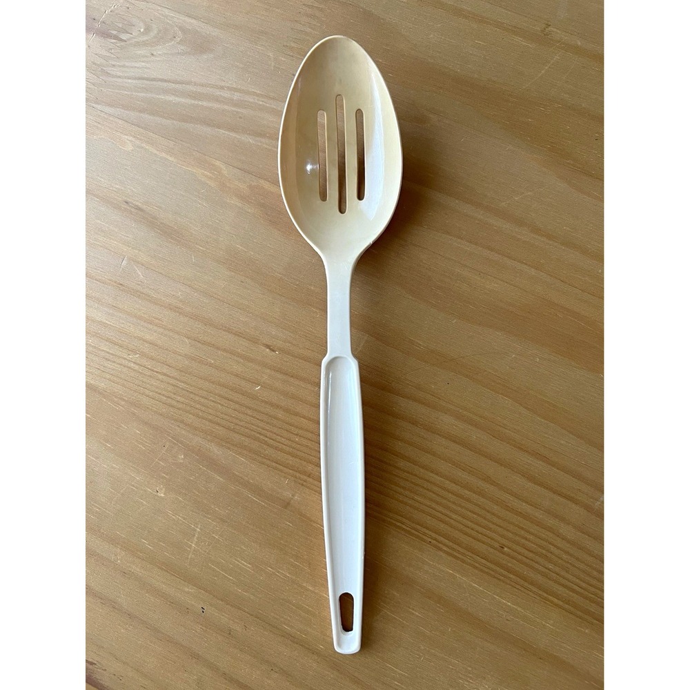 Vintage EKCO USA Cream Nylon Slotted Serving Spoon 11" Dishwasher Safe